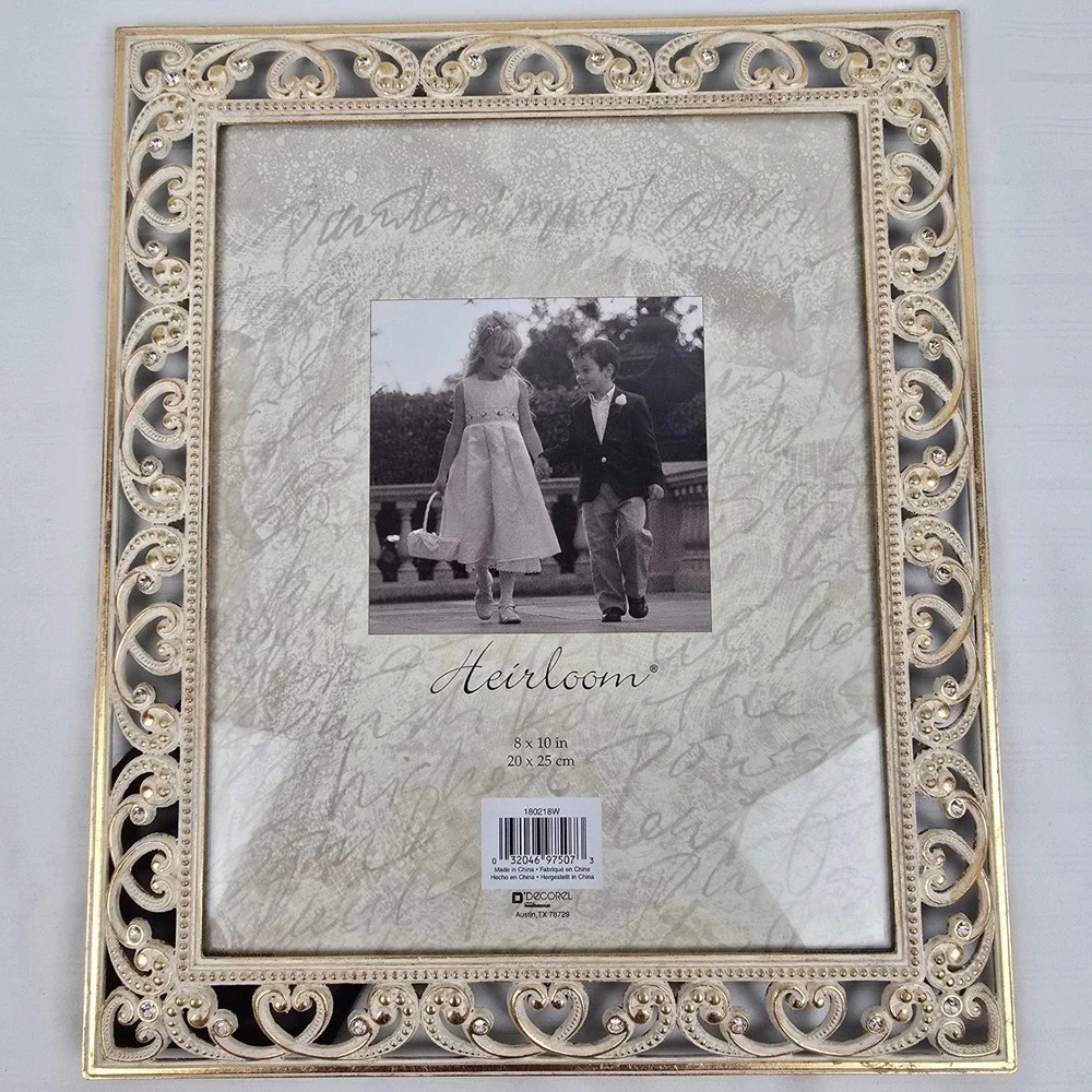 Decorel‎ Heirloom  8x10 Picture Frame Ornate Cream Gold Rhinestone Vintage Style
